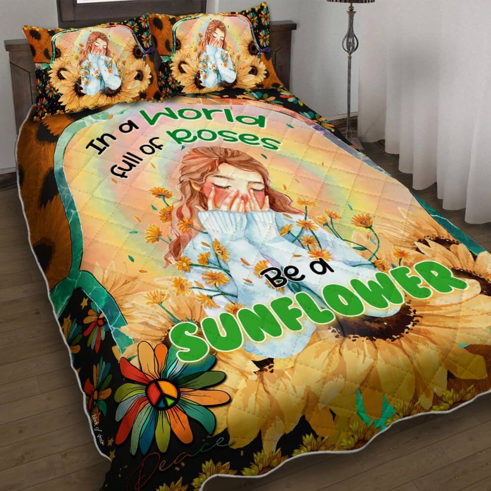 A Beautiful Sunflower Hippie Quilt Bedding Set