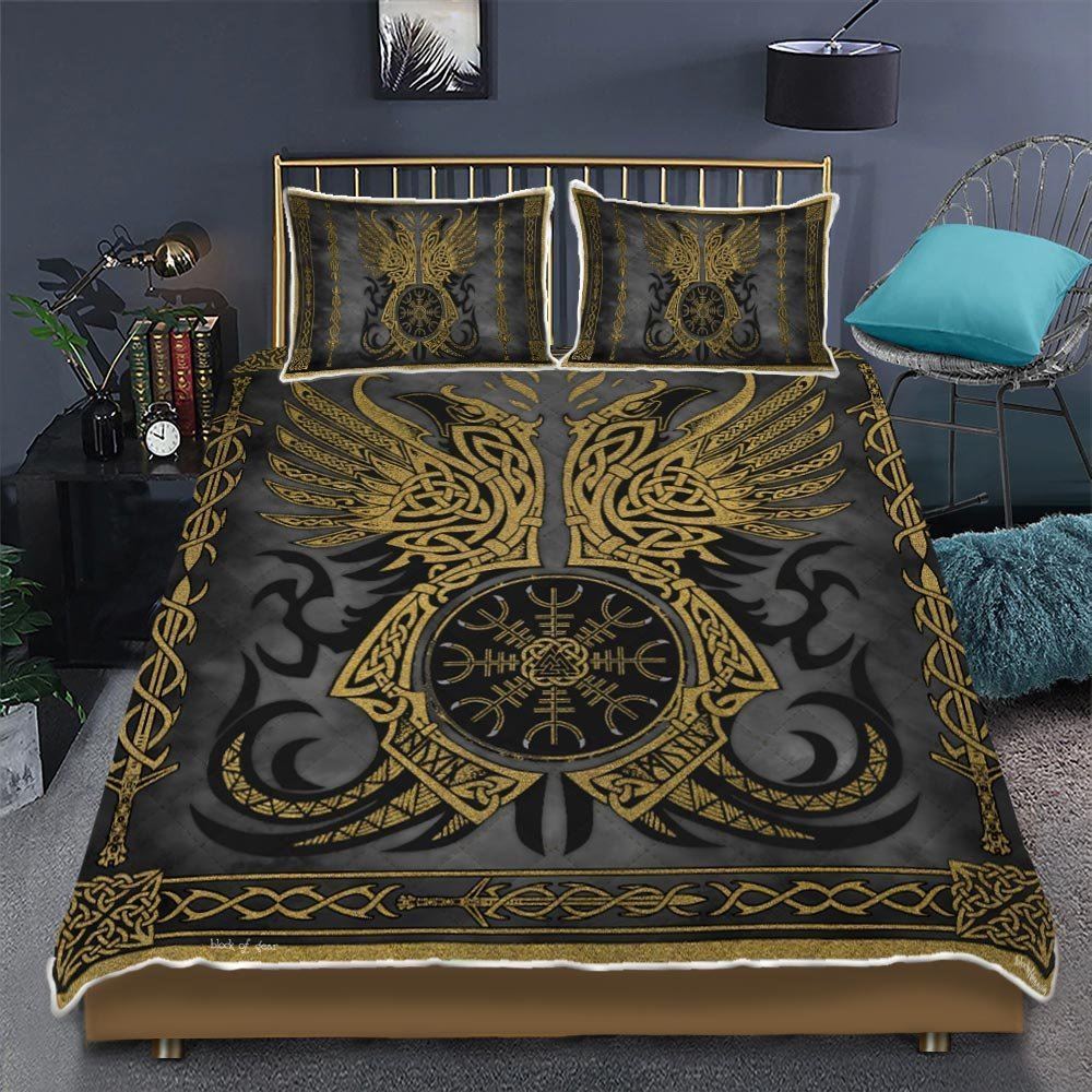 Aegishjalmur Helm Of Awe Viking Quilt Bedding Set-wf1vr