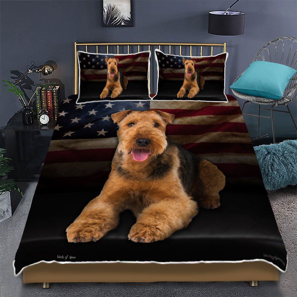 Airedale Terrier Dog Quilt Bedding Set