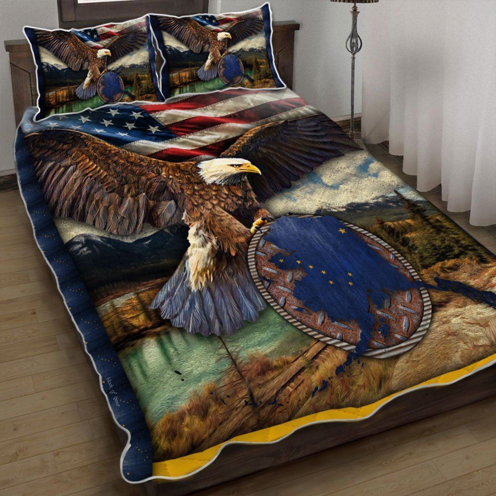 Alaska State Eagle Quilt Bedding Set
