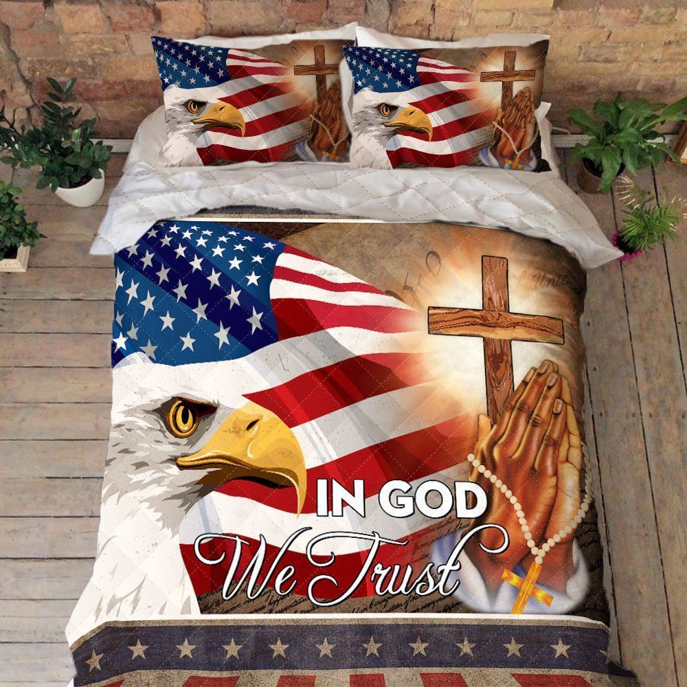 America Eagle In God We Trust Quilt Bedding Set Mbh155qs