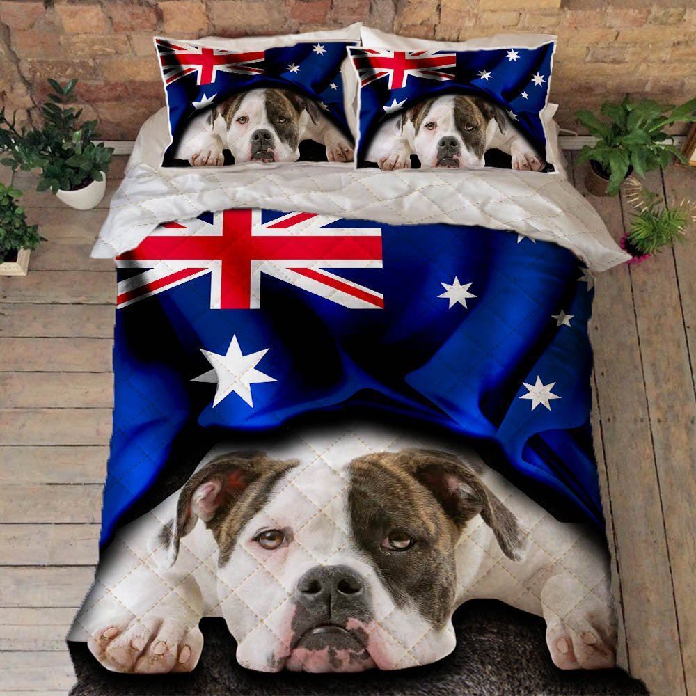 American Bulldog Patriotic Australian Quilt Bedding Set Thh3346qsv2