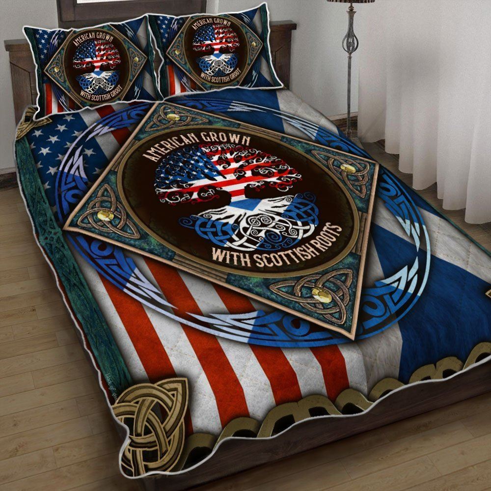 American Grown With Scottish Roots Quilt Bedding Set