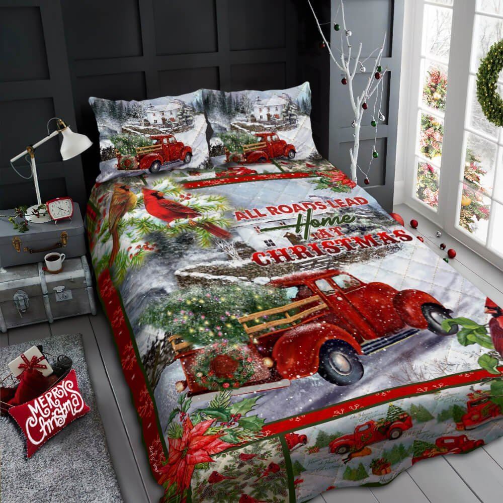 At Christmas All Roads Lead Home Quilt Bedding Set-rlrtn