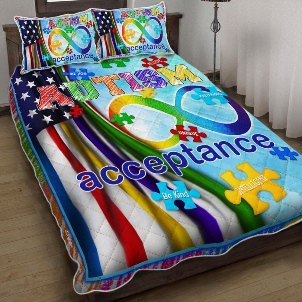 Autism Acceptance American Quilt Bedding Set