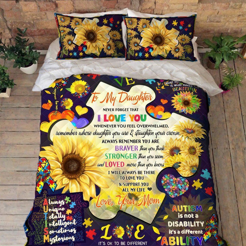 Autism Awareness Quilt Bedding Set Never Forget That I Love You Bnl23qs