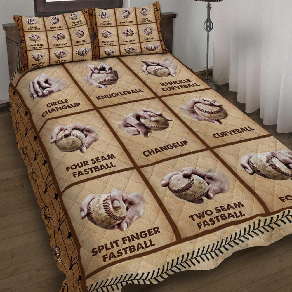 Baseball Pitching Grips Quilt Bedding Set-6rsgd