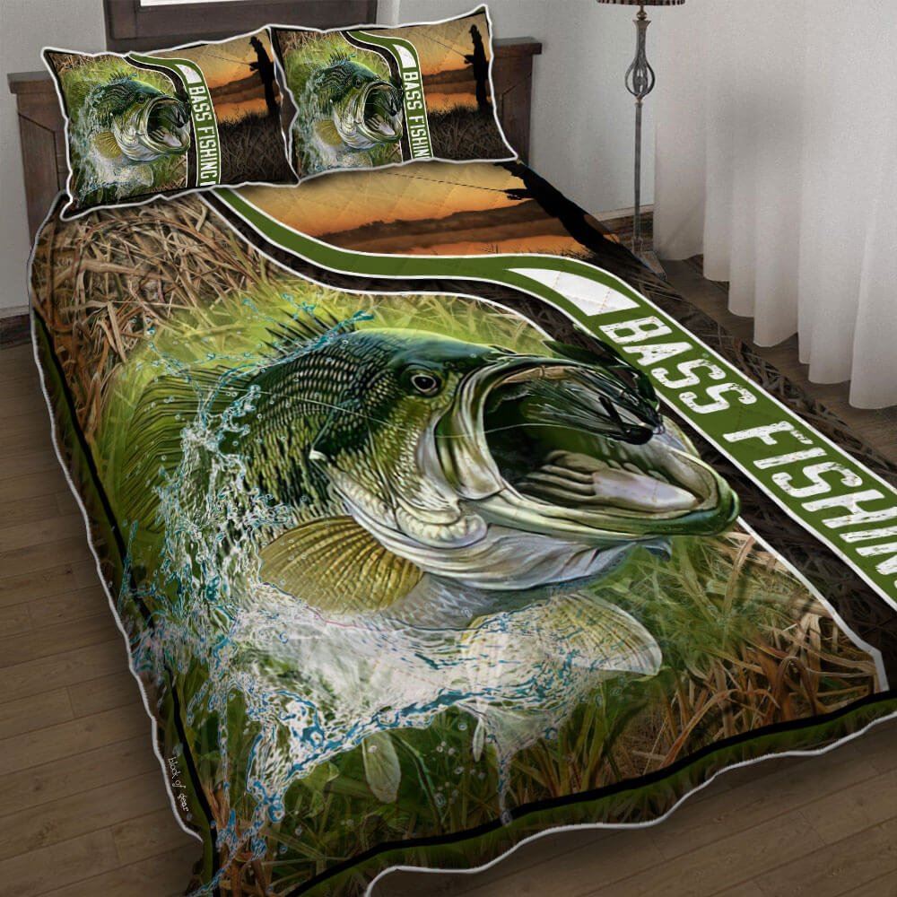 Bass Fishing Quilt Bedding Set 2