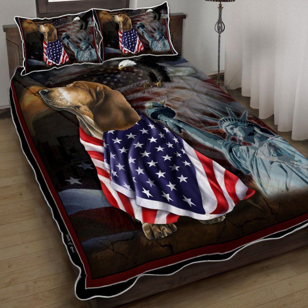 Basset Hound American Patriot Quilt Bedding Set-36zpg