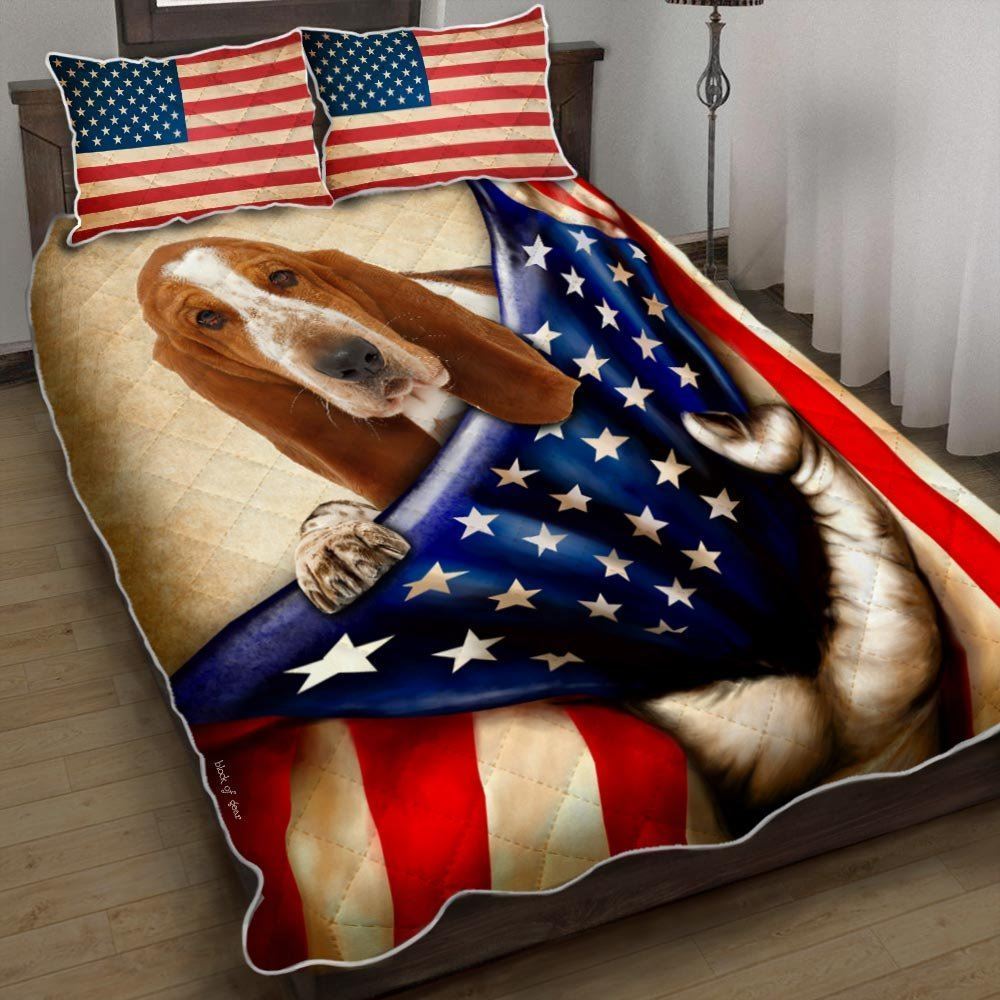Basset Hound Dog American Quilt Bedding Set