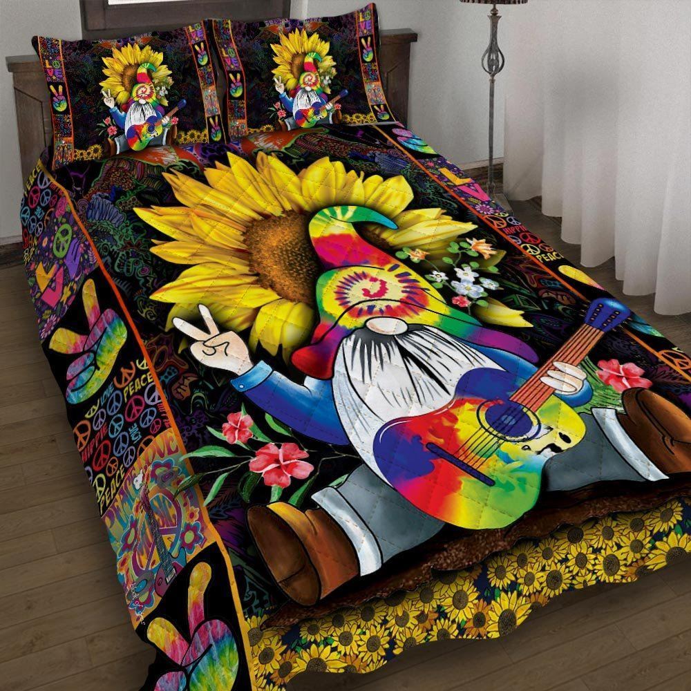 Be Kind Hippie Gnomes Quilt Bedding Set