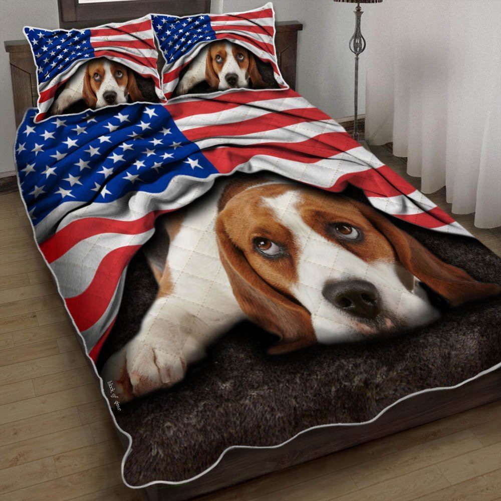 Beagle American Patriot Quilt Bedding Set