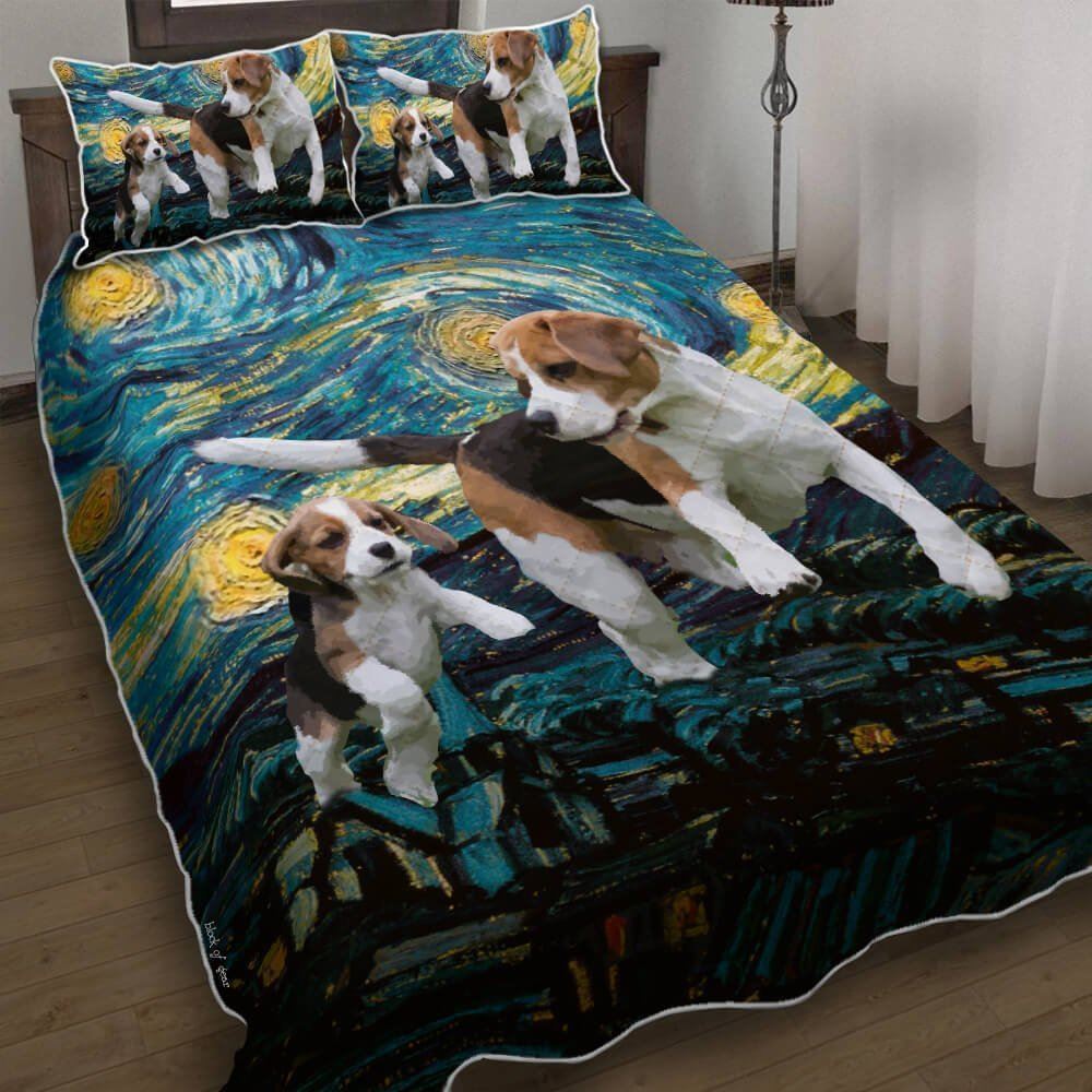 Beagle Beagle Starry Night Quilt Bedding Set