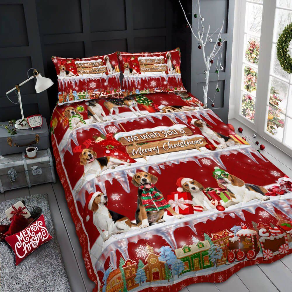 Beagle Christmas Quilt Bedding Set-4eih7