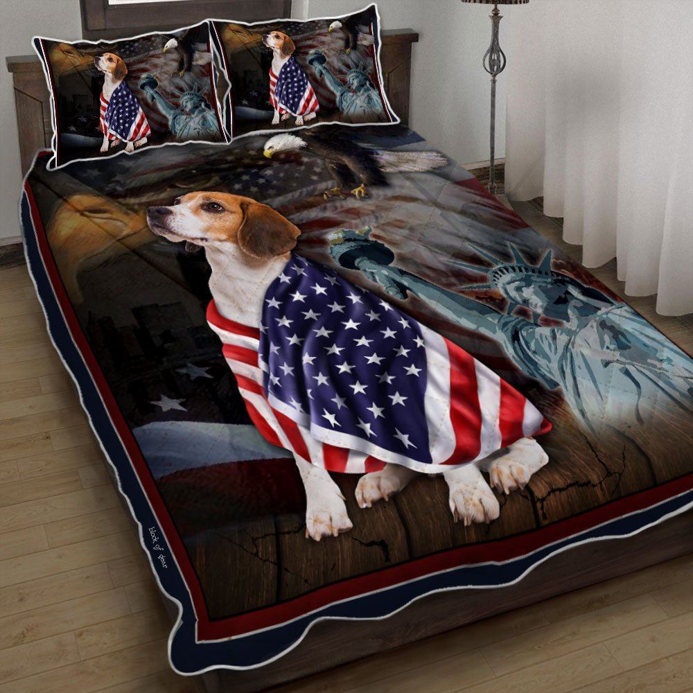 Beagle Dog American Patriot Quilt Bedding Set