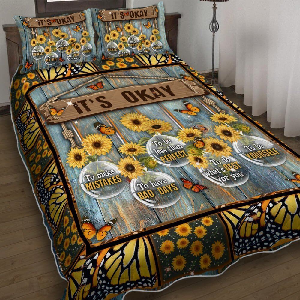 Beautiful Happy Sunflower Quilt Bedding Set