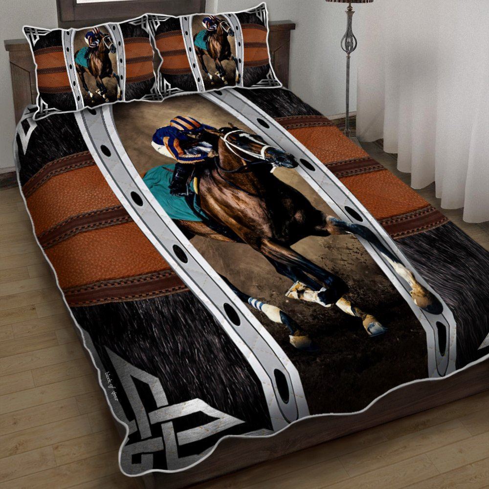 Beautiful Horse Racing Quilt Bedding Set