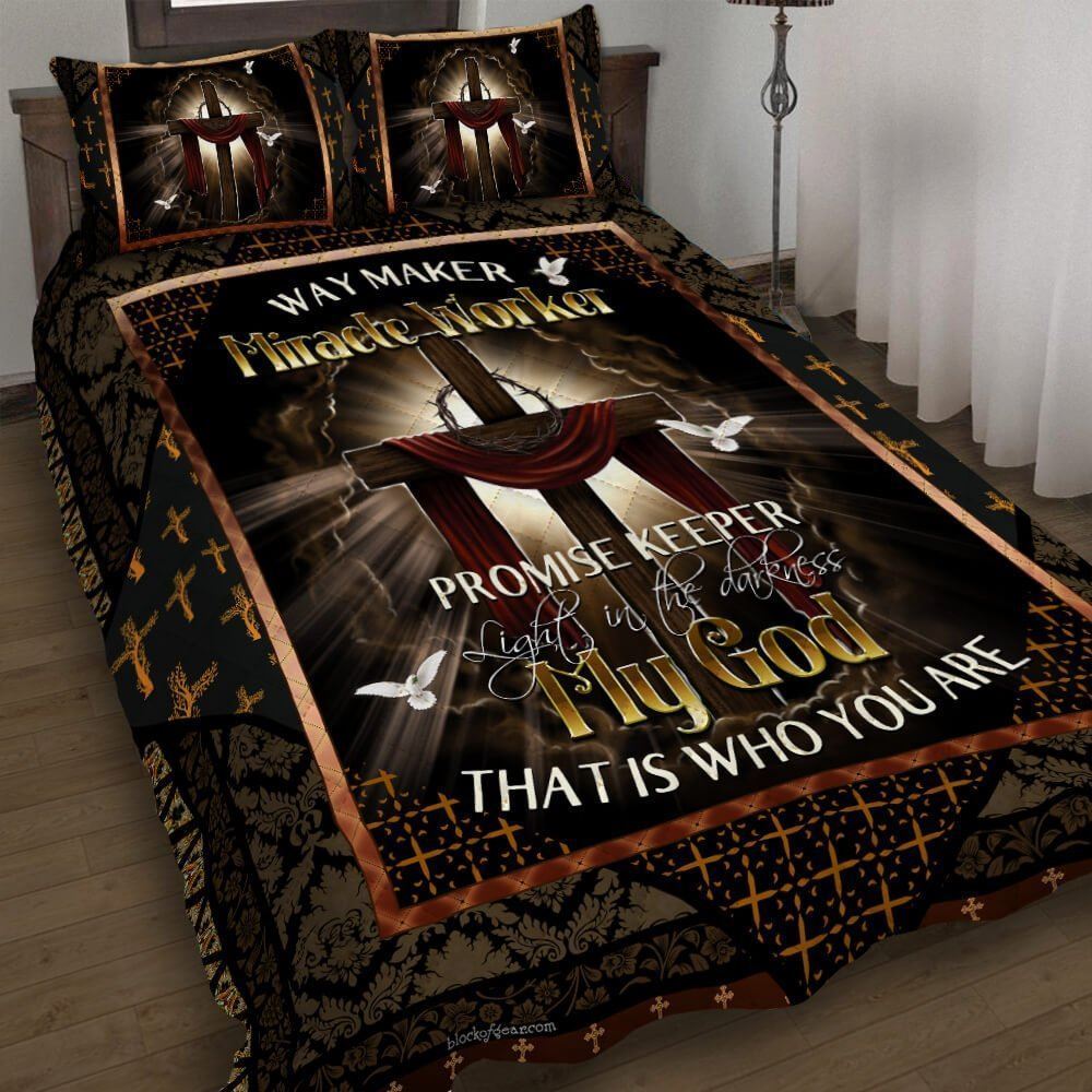 Beautiful Jesus Cross Quilt Bedding Set