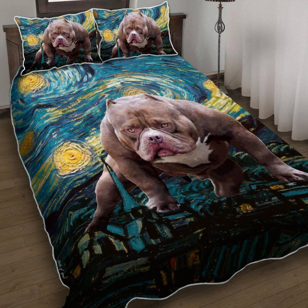 Best Muscle Pit Bull Starry Night Quilt Bedding Set