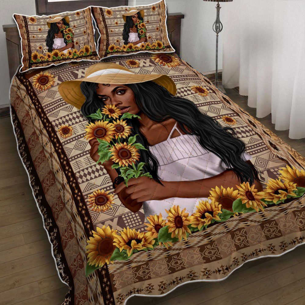 Black Girl Magic With Sunflower Quilt Bedding Set