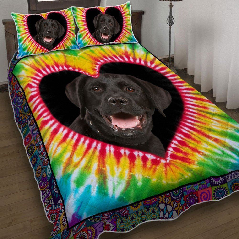 Black Labrador Hippie Quilt Bedding Set