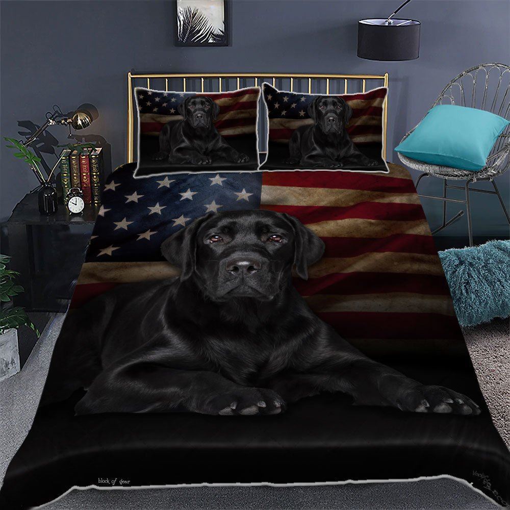 Black Labrador Quilt Bedding Set