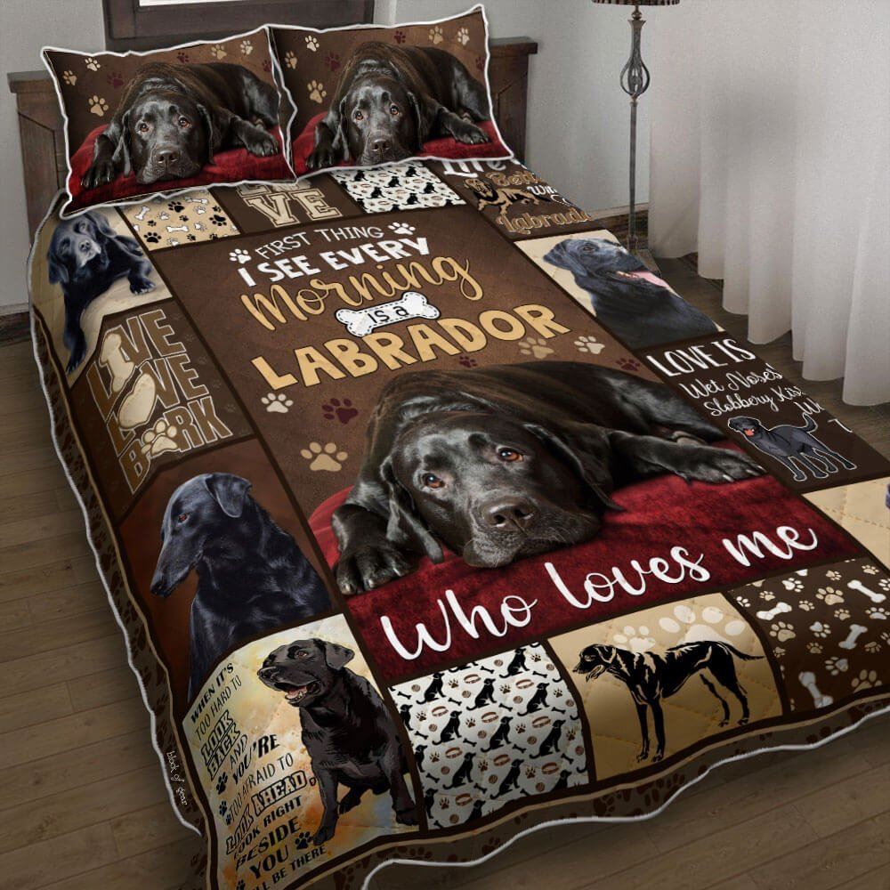 Black Labrador Retriever Quilt Bedding Set