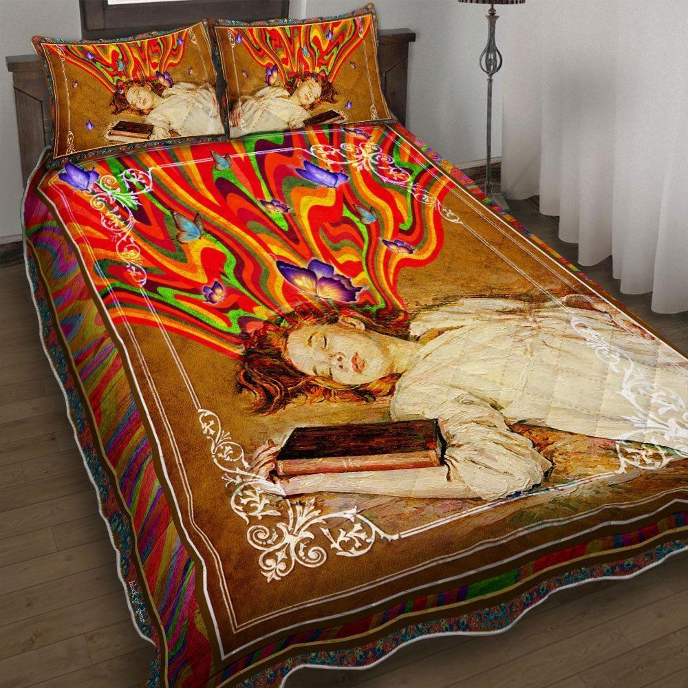 Book Girl Hippie Quilt Bedding Set