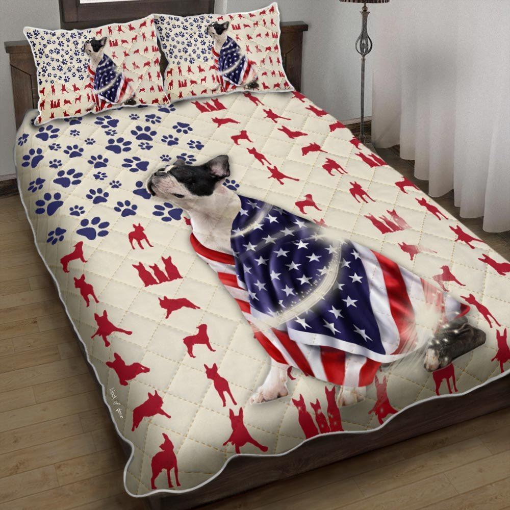 Boston Terrier Dog American Quilt Bedding Set