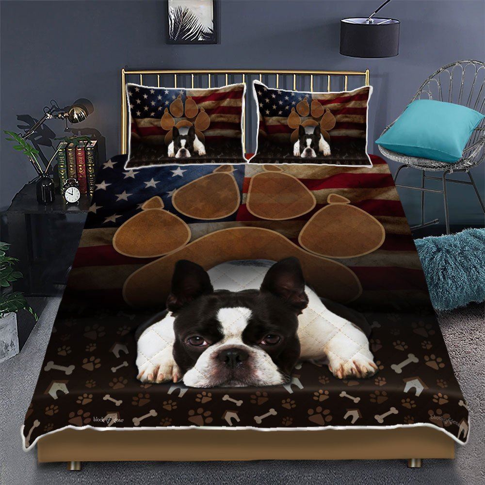 Boston Terrier Quilt Bedding Set-qz9or