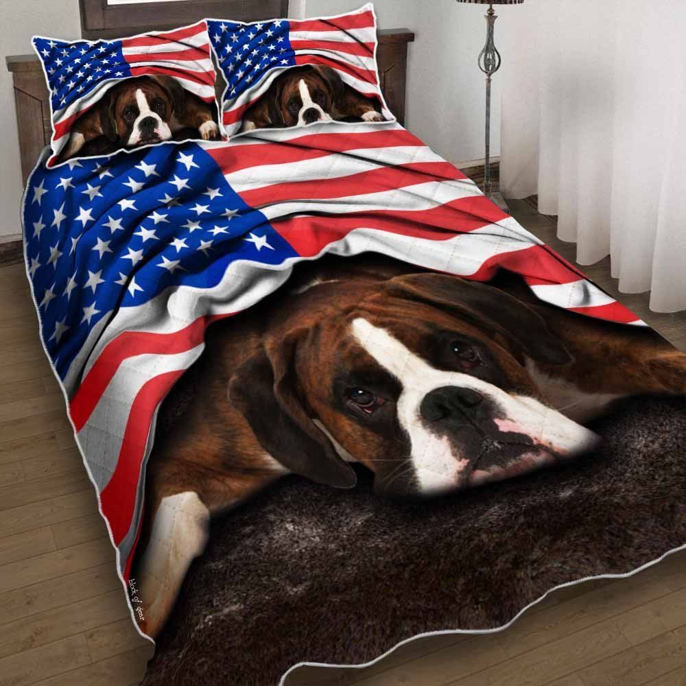 Boxer American Patriot Quilt Bedding Set