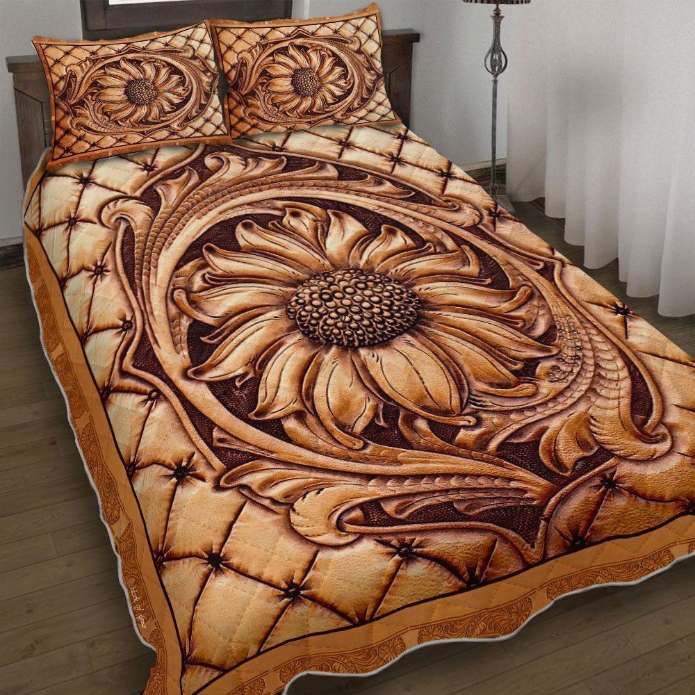 Brown Sunflower Hippie Quilt Bedding Set