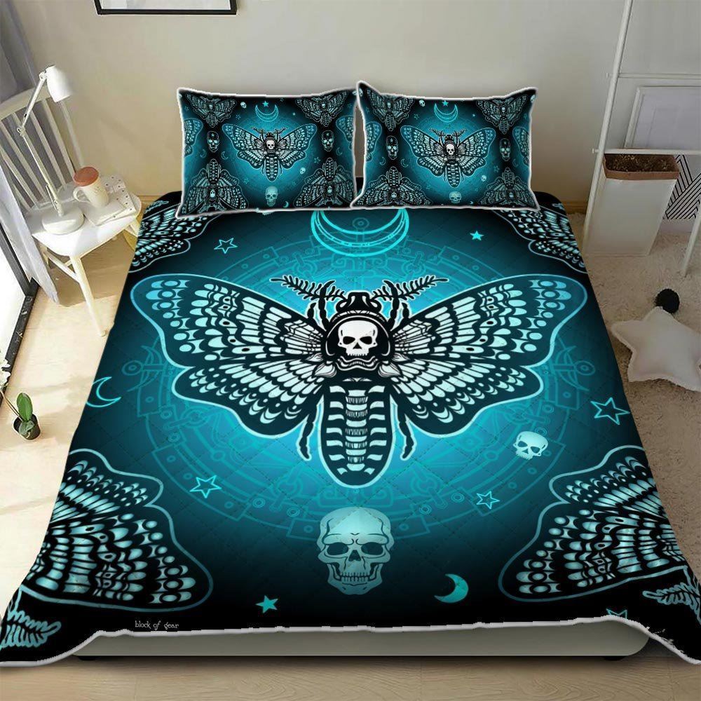 Butterfly Skull Quilt Bedding Set-y3zve