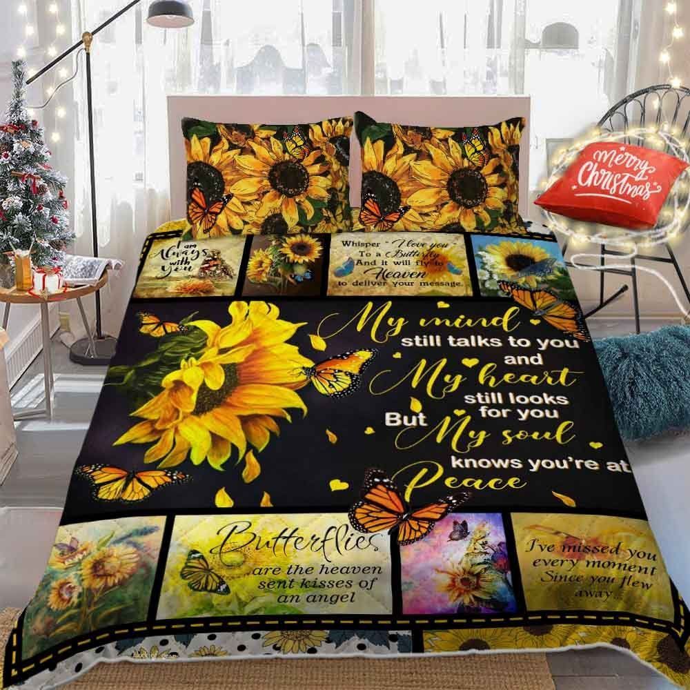 Butterfly Sunflower Quilt Bedding Set