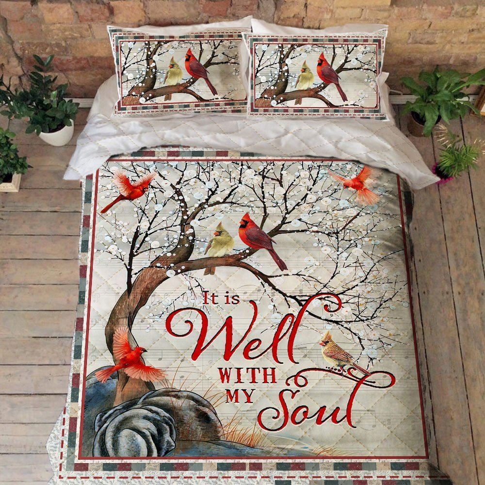 Cardinals It Is Well With My Soul Quilt Bedding Set Thh3538qs