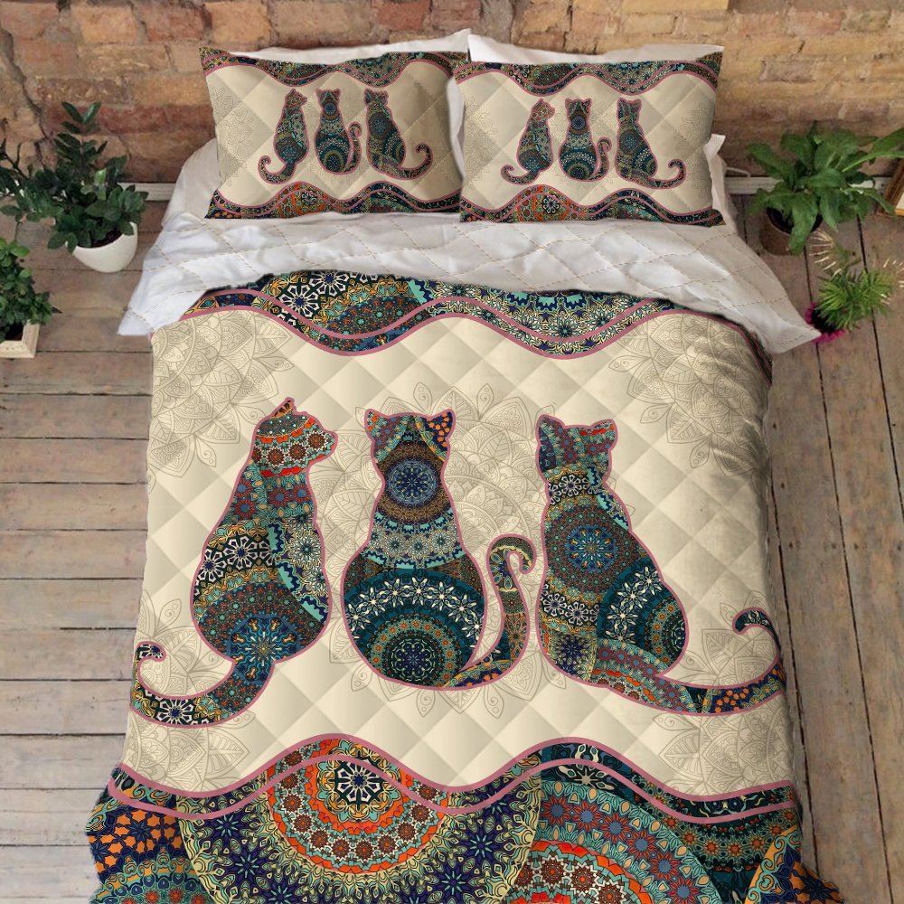 Cat Mandala Quilt Bedding Set Bnn332qs