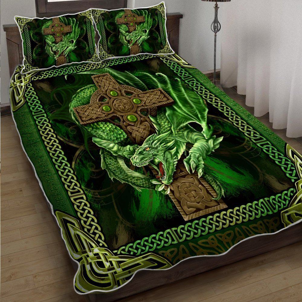 Celtic Dragon Bed Set Celtic Cross Dragon Quilt Bedding Set Trn1244qs