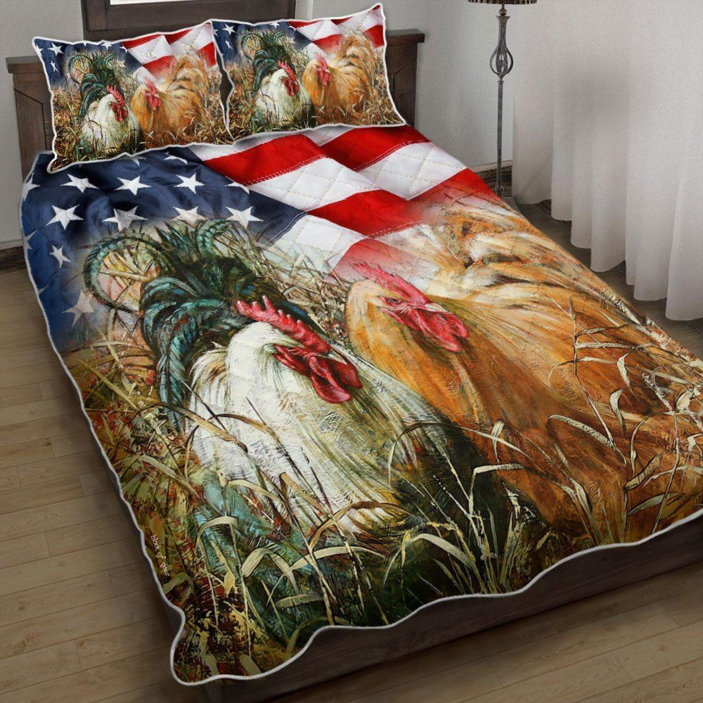 Chicken Couple Quilt Bedding Set