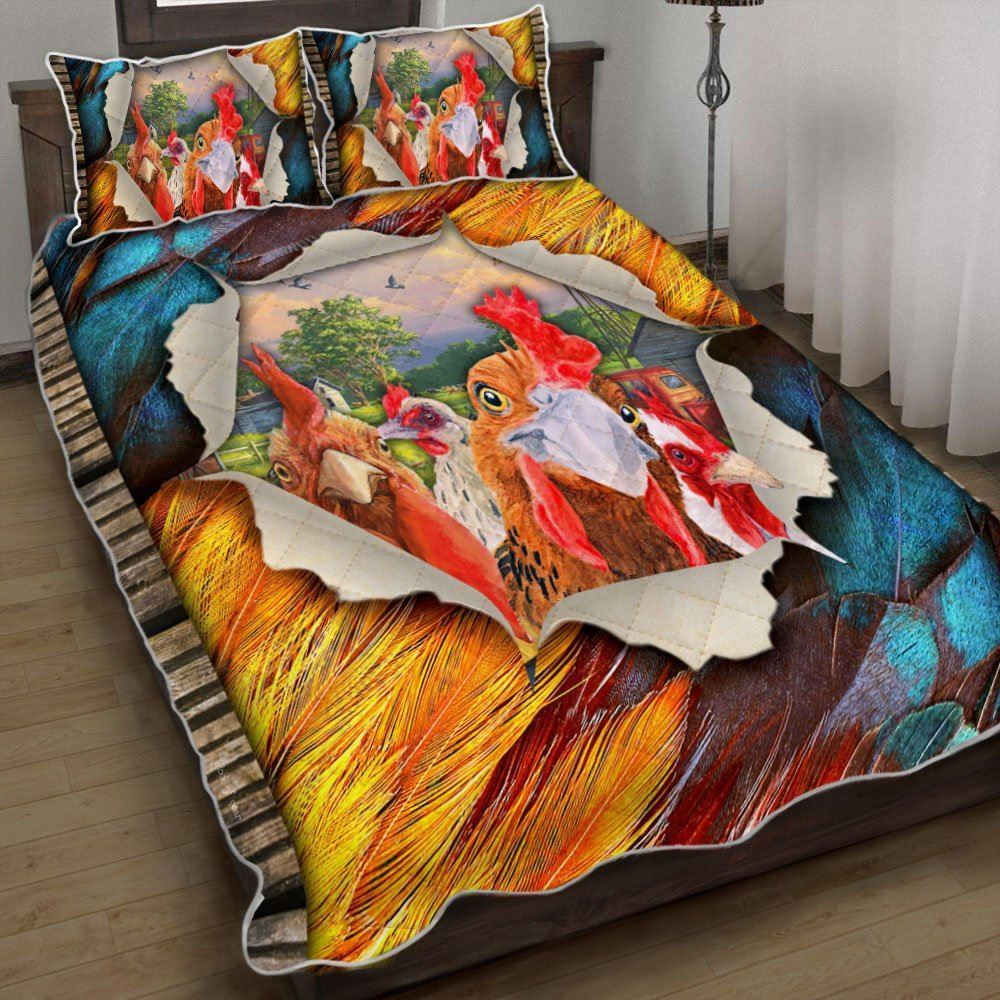 Chicken Rooster Hen Farm Animal Quilt Bedding Set