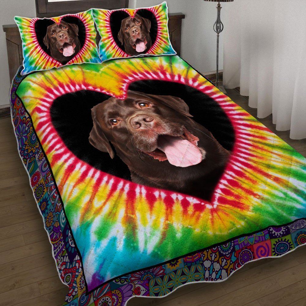 Chocolate Labrador Hippie Quilt Bedding Set