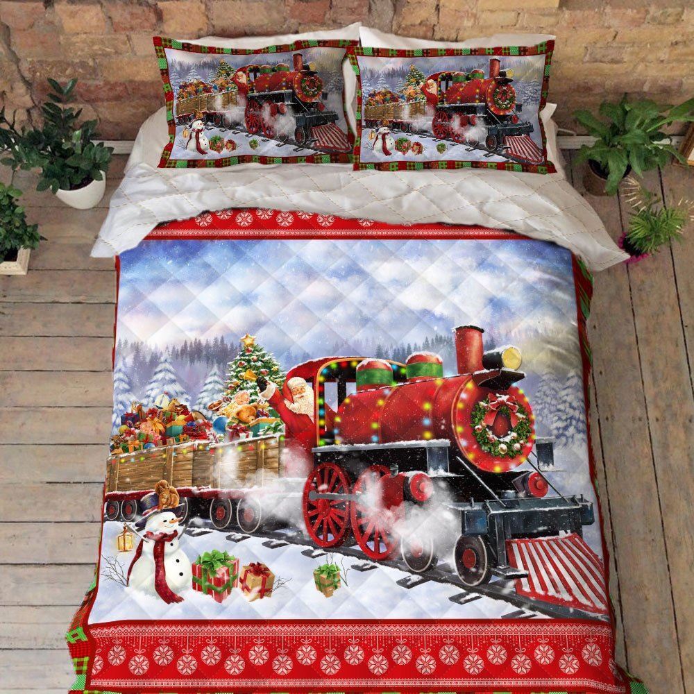 Christmas Bedding Christmas Train Santa Quilt Bedding Set Trl1639qs