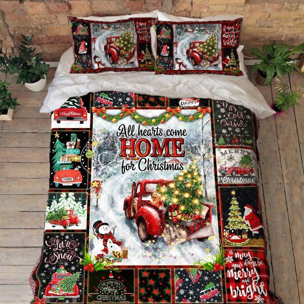 Christmas Quilt Bedding Set All Hearts Come Home For Christmas Anl0399qs