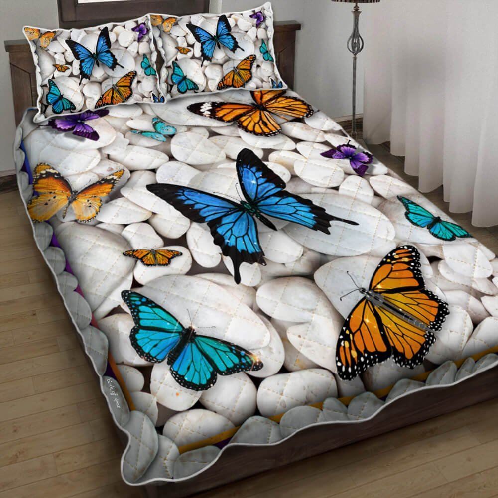 Colorful Butterfly Quilt Bedding Set