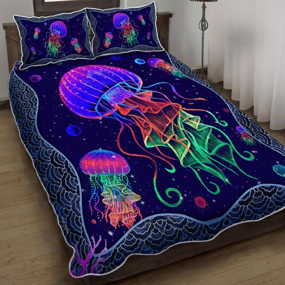 Colorful Jellyfish Quilt Bedding Set