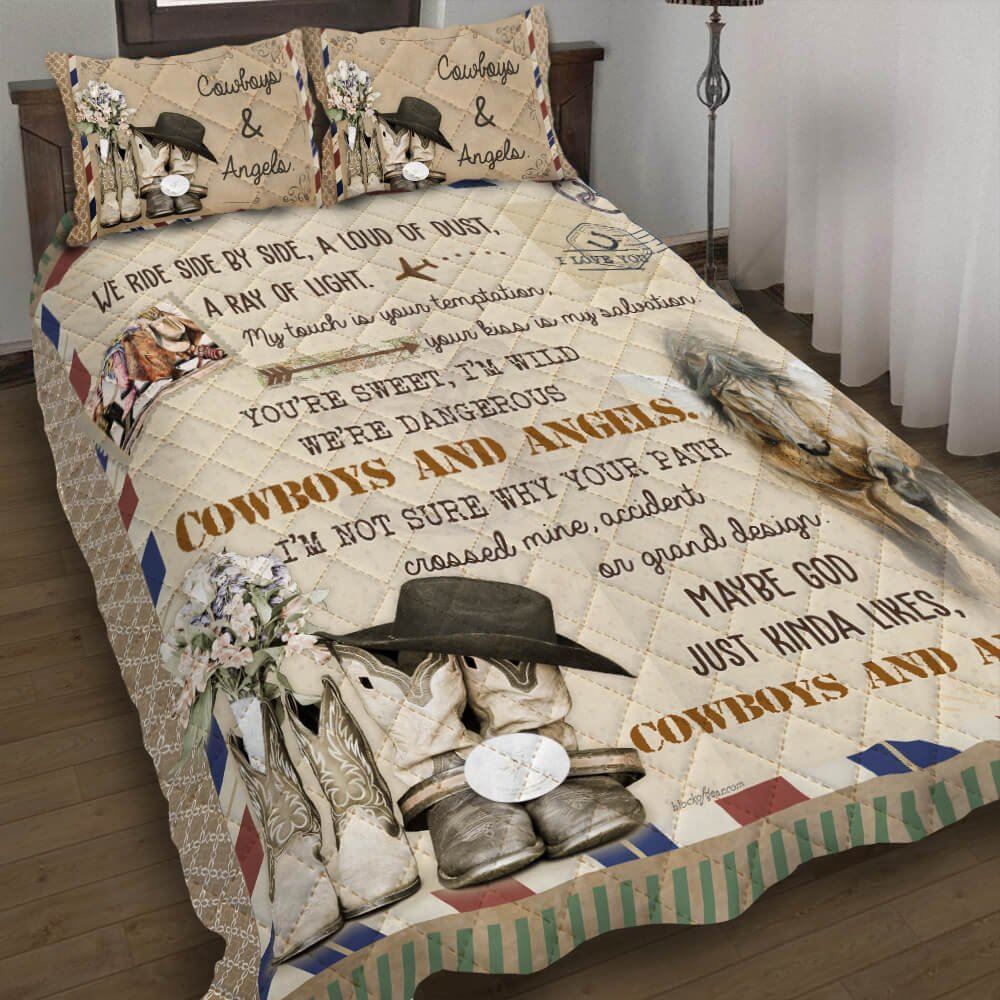 Cowboy And Angel Quilt Bedding Set