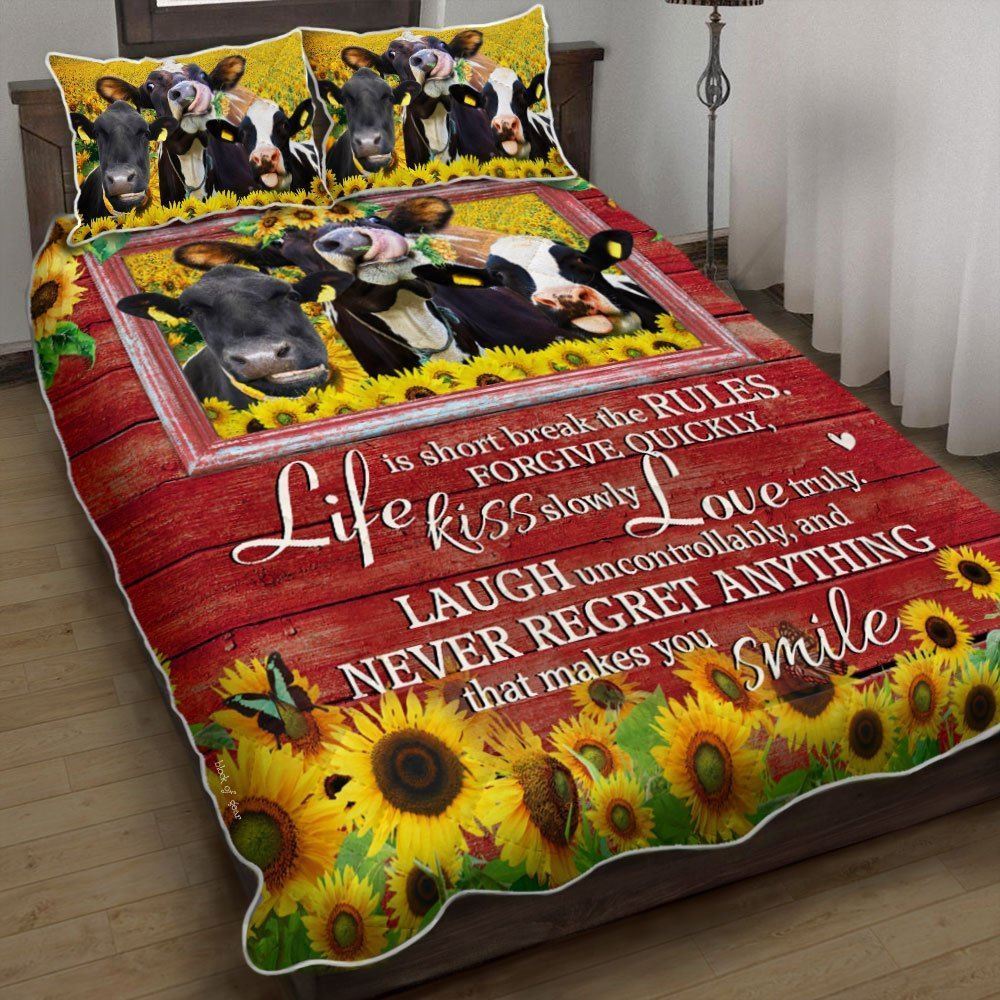 Cows Never Regret Anything That Makes You Smile Quilt Bedding Set