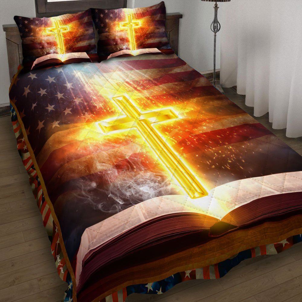 Cross And Bible Quilt Bedding Set