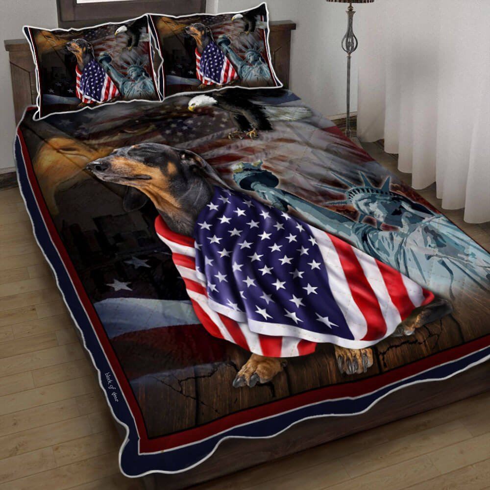 Dachshund American Patriot Quilt Bedding Set