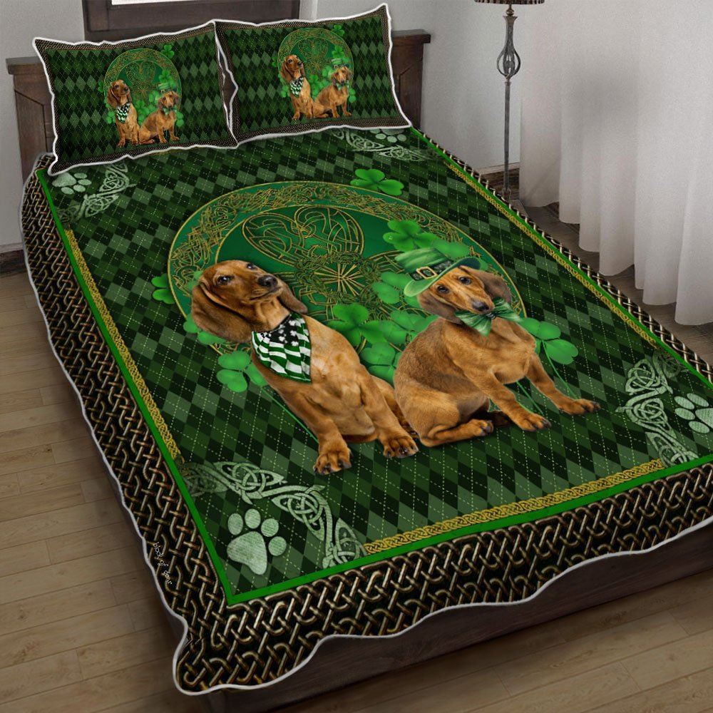 Dachshund Dogs Shamrock Quilt Bedding Set