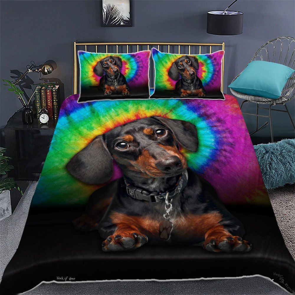 Dachshund Hippie Quilt Bedding Set-q7o08